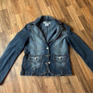 YMI Dark Blue Jean Jacket with Button Accents